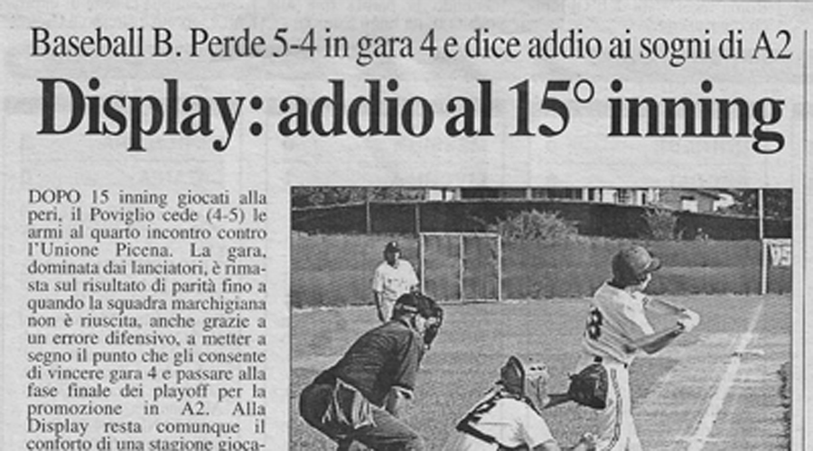 Correva l'anno 2006: eliminati dai play offs per l'A2 al 15° inning di gara 4